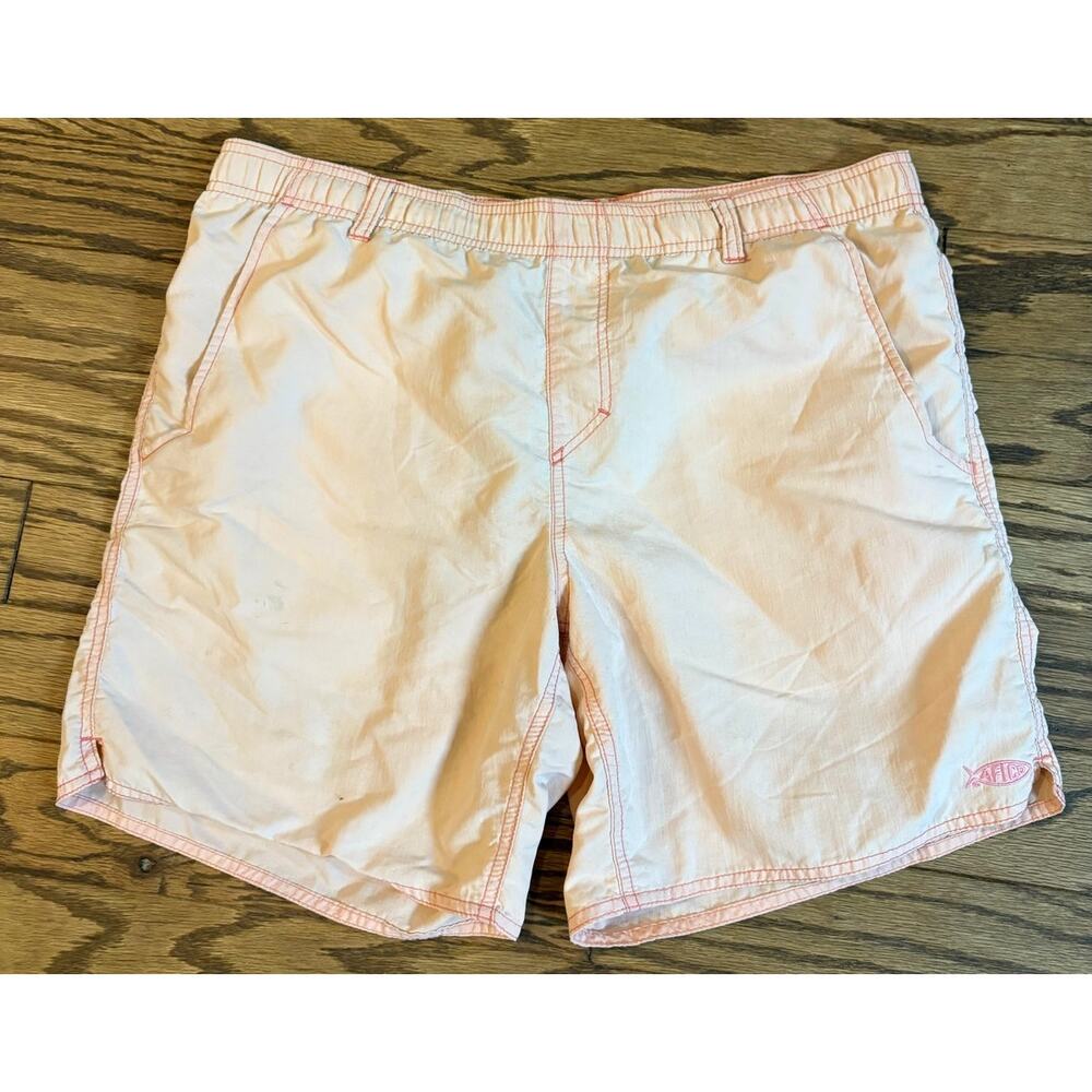 Aftco Men Size Small Pink‎ Blue Outdoors Nylon Fishing Shorts with pockets